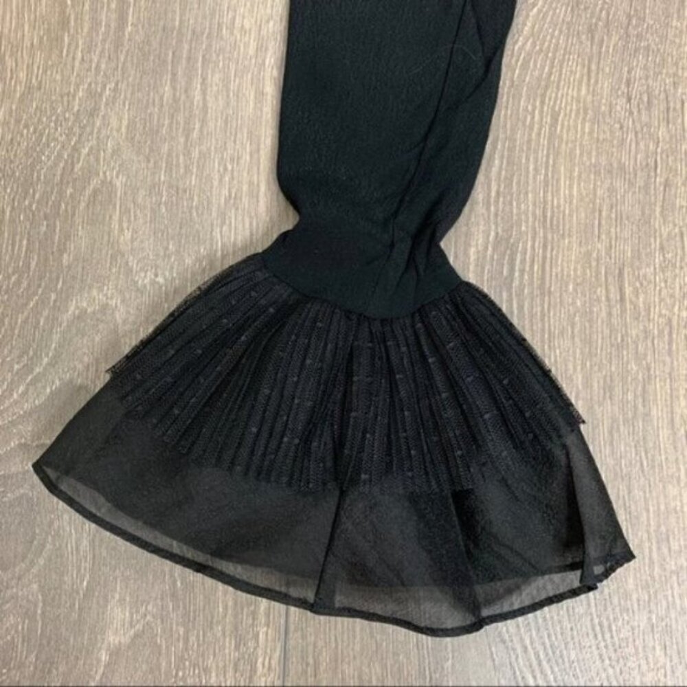 Free People For Love & Lemons Mini Dress XS Flare Sleeve Ruffles Black Prom Grad - Picture 11 of 16